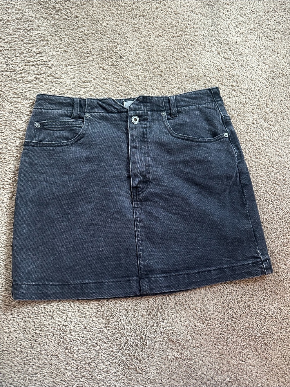 We The Free Black Denim Mini Skirt.